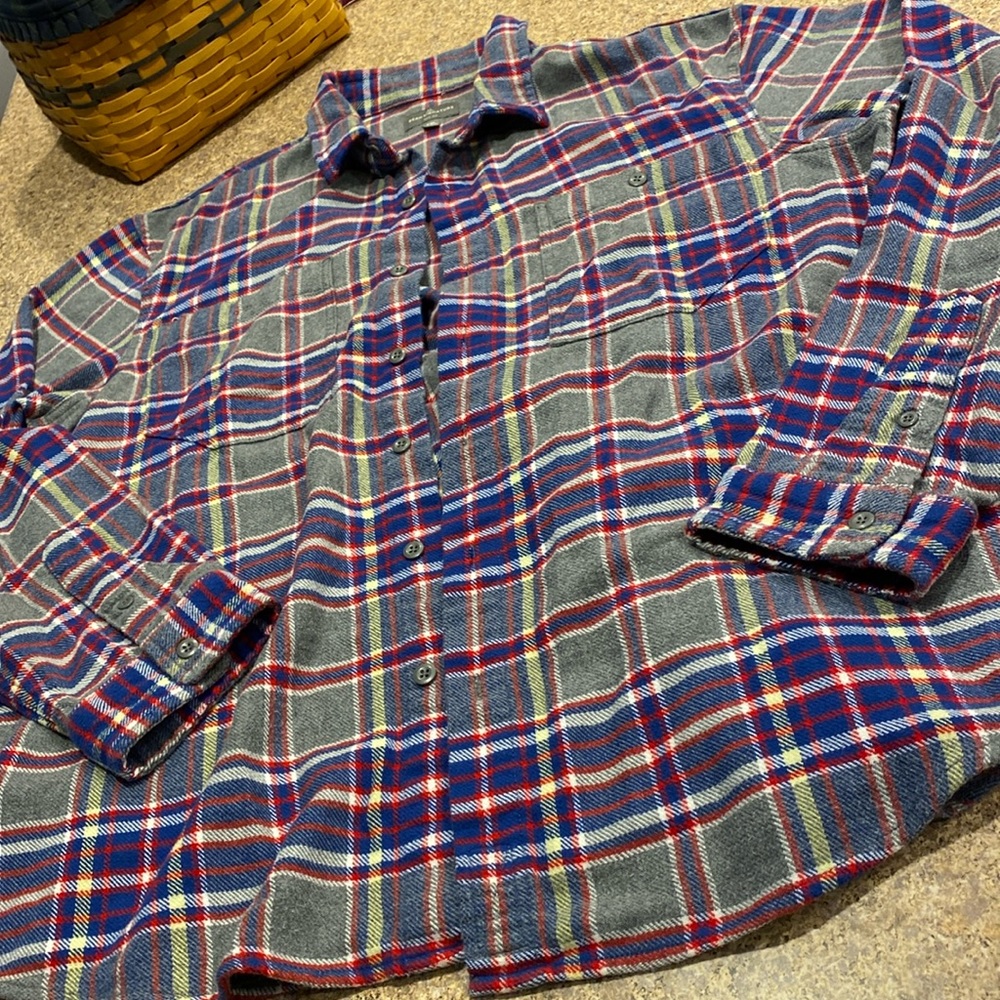 L. L. Bean Signature Organic Cotton Flannel Button Up Shirt Slim Fit XXL 507625 - Picture 1 of 14
